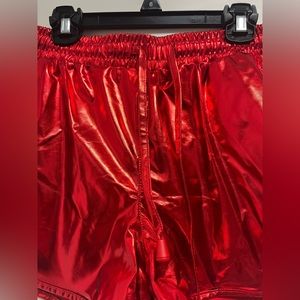 Red metallic drawstring shorts size large
